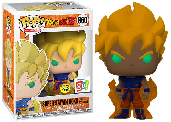 Funko POP! Animation: DragonBall Z - Super Saiyan Goku (First Appearance)(GiTD)(Go! Sticker)(Damaged Box) #860