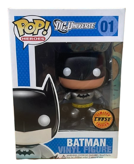 Funko POP! Heroes: DC Universe - Batman [Metallic][Black Batman Logo] (CHASE)(Damaged Box) #01
