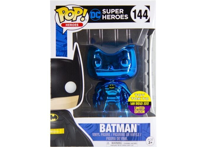 Funko POP! Heroes: DC Super Heroes - Batman [Blue] Chrome (2017 Toy Tokyo)(Damaged Box) #144
