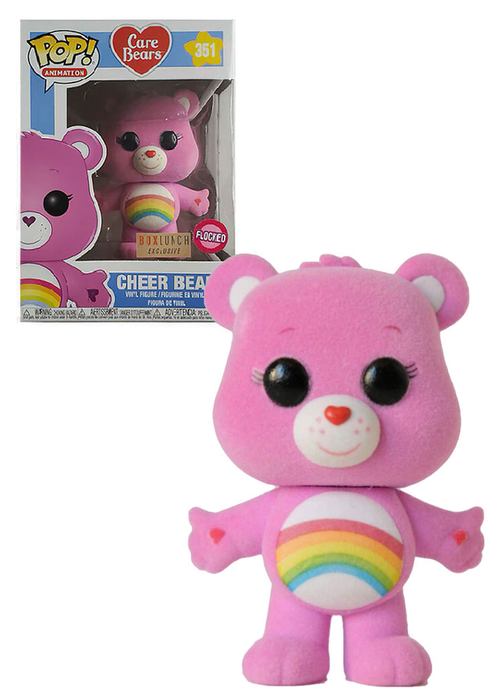 Funko POP! Animation: Care Bears - Cheer Bear (Box Lunch)(Flocked)(Damaged Box)  #351