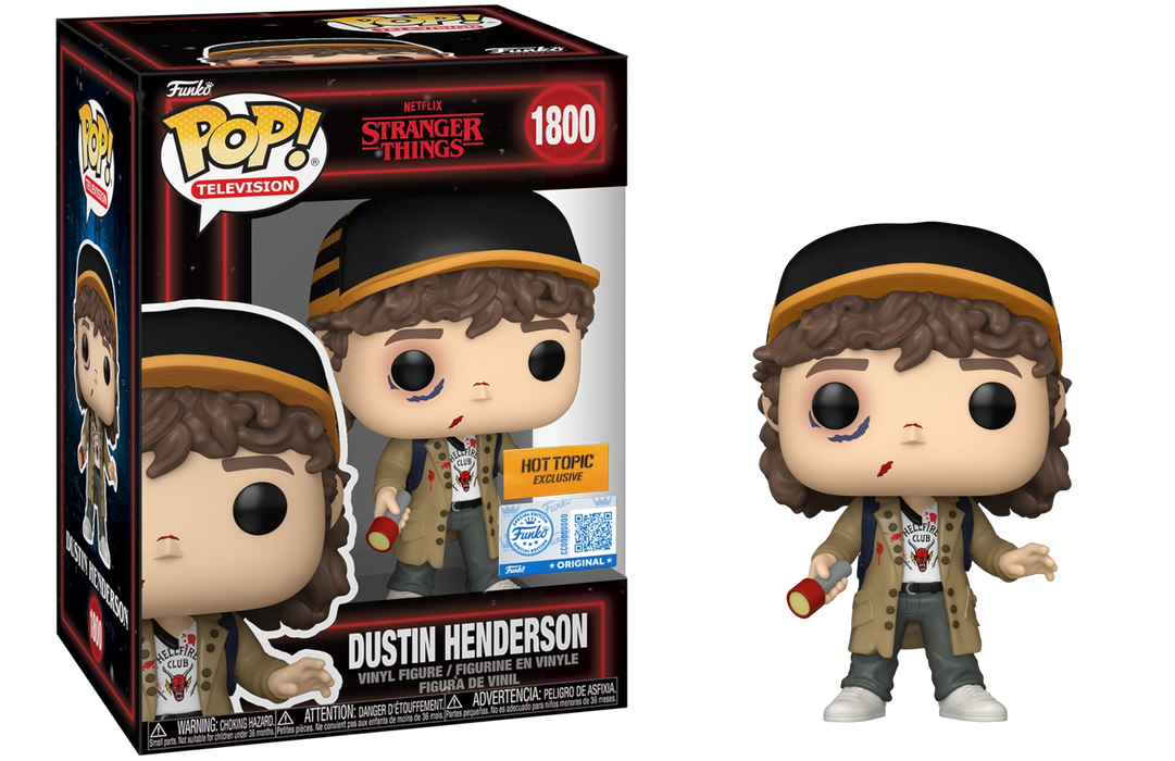 Funko POP! Television: Stranger Things - Dustin Henderson [Battle Damaged] (Hot Topic/Funko Sticker) #1800