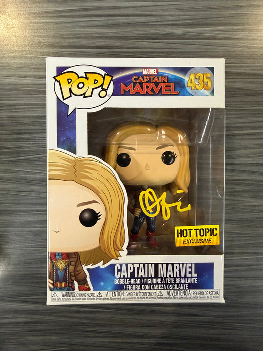 Funko POP! Marvel: Captain Marvel (Hot Topic)(Signed/Brie Larson/Beckett)(Damaged Box) #435