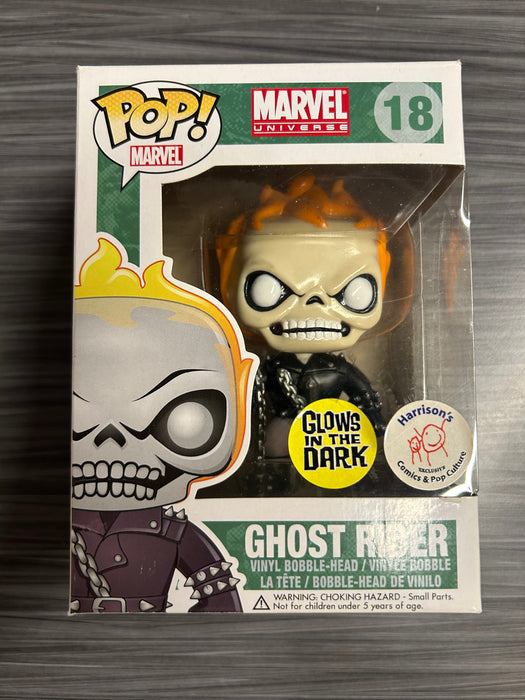 Funko POP! Marvel: Marvel Universe - Ghost Rider (GiTD)(Harrison's)(Damaged Box)[B] #18