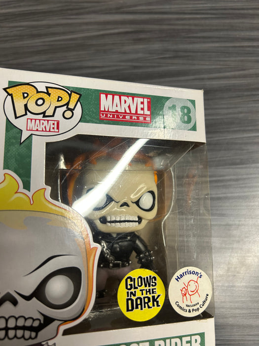 Funko POP! Marvel: Marvel Universe - Ghost Rider (GiTD)(Harrison's)(Damaged Box)[B] #18