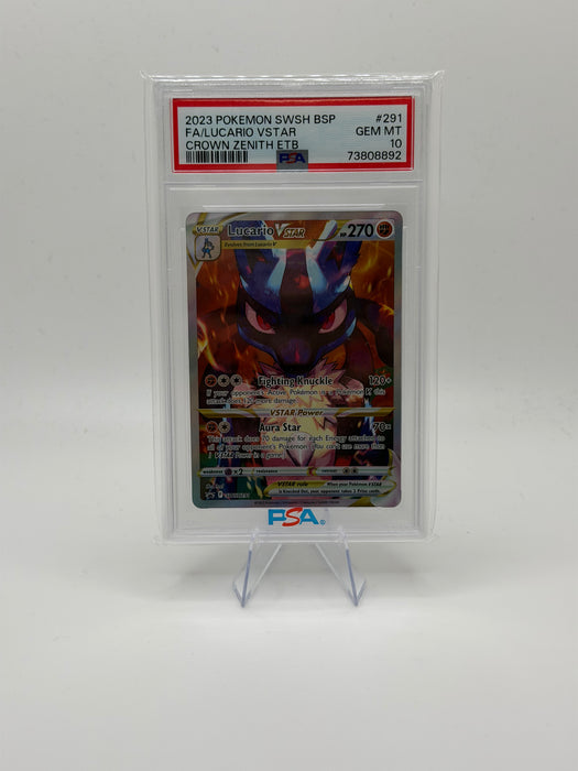 2023 POKEMON SWSH BSP Lucario VSTAR #291 Crown Zenith ETB [GEM MT PSA 10]