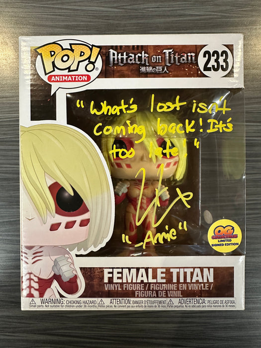 Funko POP! Animation: Attack on Titan - Female Titan (Signed/Lauren Landa/PSA)(OG Collectibles)(Damaged Box) #233