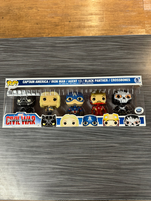 Funko POP! Marvel: Captain America Civil War - Captain America / Iron Man / Agent 13 / Black Panther / Crossbones (Disney Exclusive)(5000 PCs)(Damaged Box) [5-Pack]