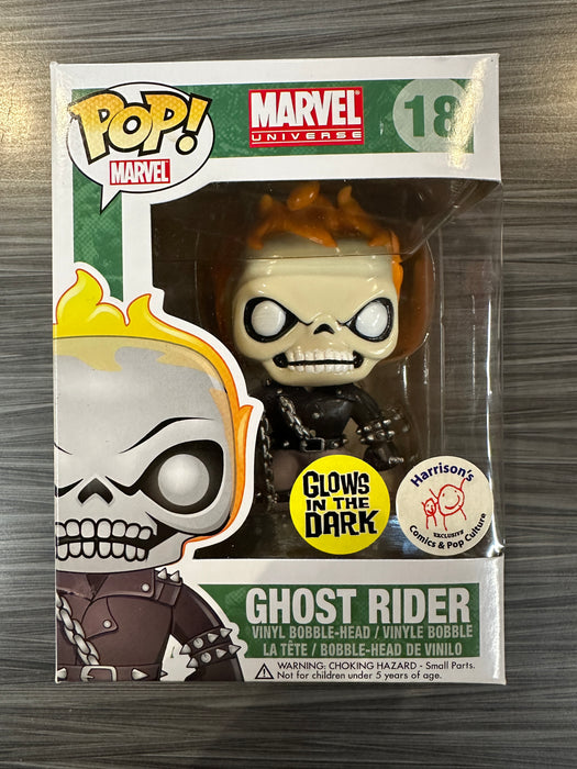 Funko POP! Marvel: Marvel Universe - Ghost Rider (GiTD)(Harrison's)(Damaged Box*) #18