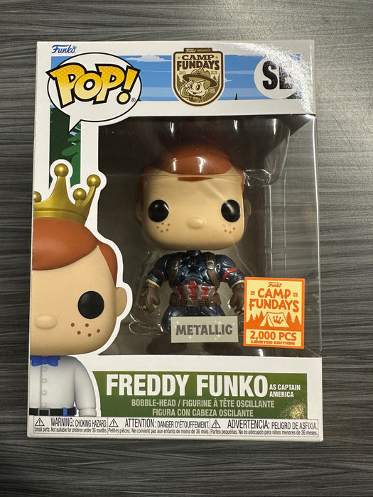 Funko POP! Camp Fundays: Freddy Funko As Captain America (Metallic)(2023 Camp Fundays)(2000PCS)(Damaged Box) [B] #SE