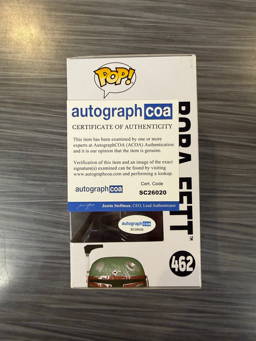 Funko POP! Star Wars: Boba Fett [The Mandalorian](Signed/Temuera Morrison/C0A)(Damaged Box) #462