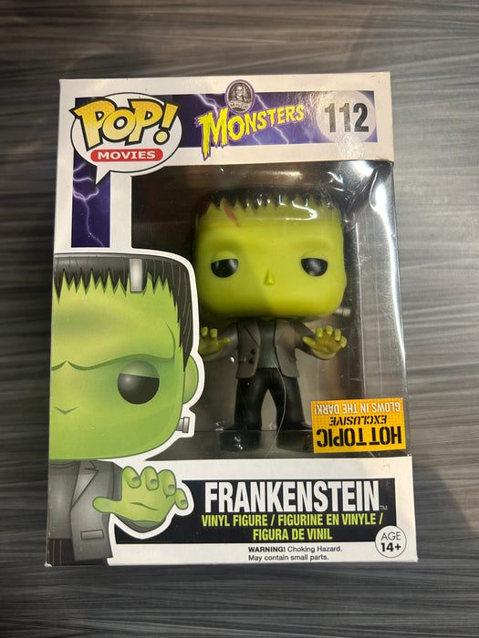 Funko POP! Movies: Monsters - Frankenstein (GiTD)(Hot Topic Sticker Upside Down Sticker)(Damaged Box) #112