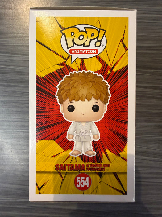 Funko POP! Animation: One Punch Man - Saitama at Martial Arts Tournament (Signed/Max Mittelman/JSA)(7BAP 100Pcs)(Damaged Box) #554