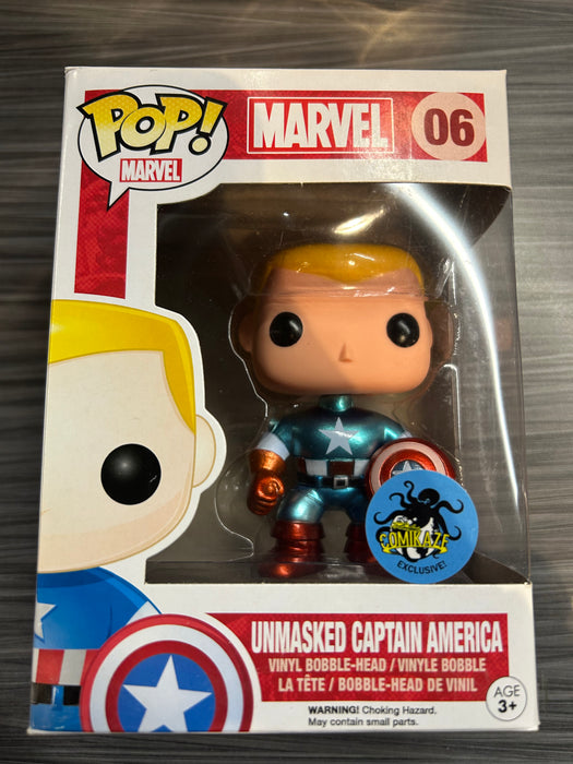 Funko POP! Marvel: Unmasked Captain America (Comikaze)(Damaged Box) #06