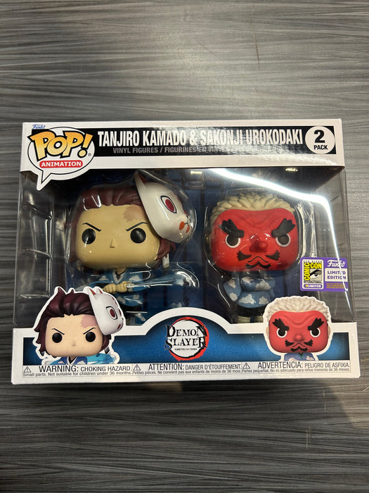 Funko POP! Animation: Demon Slayer - Tanjiro Kamado & Sakonji Urokodaki (2023 SDCC)(Damaged Box) [2-Pack]