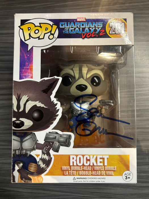 Funko POP! Marvel: Guardians of The Galaxy Vol.2 - Rocket (Signed/Sean Gunn/JSA)(Damaged Box) #201
