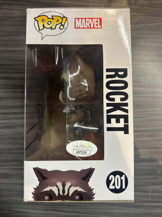 Funko POP! Marvel: Guardians of The Galaxy Vol.2 - Rocket (Signed/Sean Gunn/JSA)(Damaged Box) #201