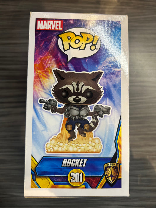 Funko POP! Marvel: Guardians of The Galaxy Vol.2 - Rocket (Signed/Sean Gunn/JSA)(Damaged Box) #201