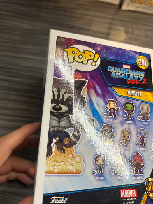 Funko POP! Marvel: Guardians of The Galaxy Vol.2 - Rocket (Signed/Sean Gunn/JSA)(Damaged Box) #201