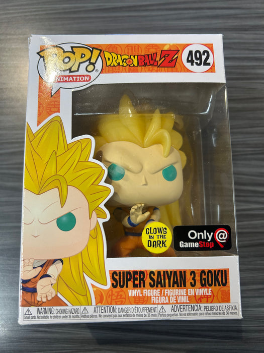 Funko POP! Animation: Dragon Ball Z - Super Saiyan 3 Goku (GiTD)(GameStop)(Damaged Box*)  #492