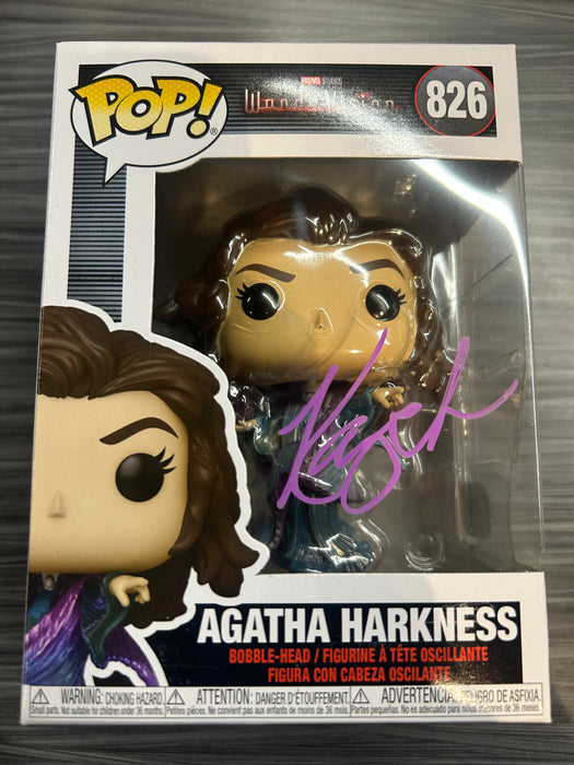 Funko POP! Wandavision: Agatha Harkness (Signed/Kathryn Hahn/SWAU)(Damaged Box) #826