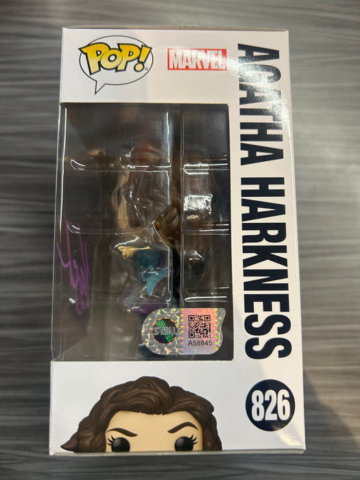 Funko POP! Wandavision: Agatha Harkness (Signed/Kathryn Hahn/SWAU)(Damaged Box) #826
