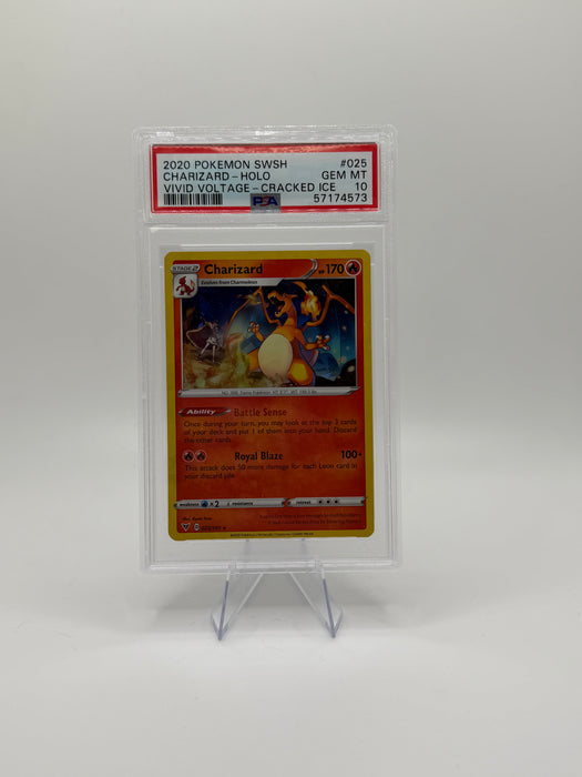 2020 POKEMON SWSH Charizard-Holo #025 Vivid Voltage-Cracked Ice [Gem MT PSA 10]