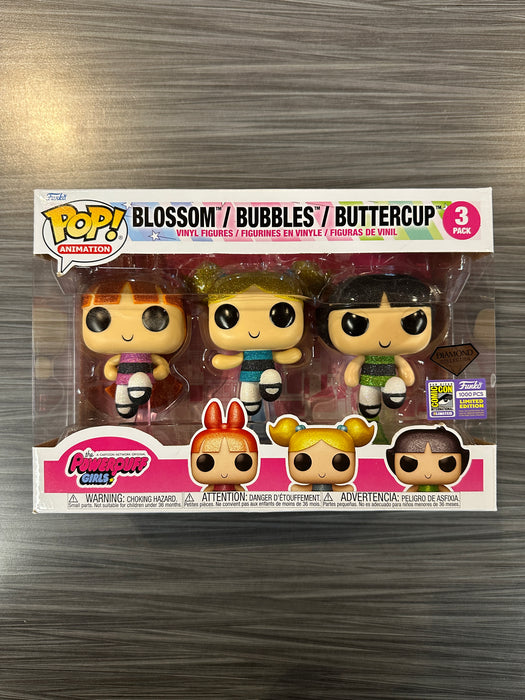 Funko POP! Animation: The Powerpuff Girls - Blossom/Bubbles/Buttercup (Diamond)(2023 SDCC)(1000PCS)(Damaged Box)[3 PACK]