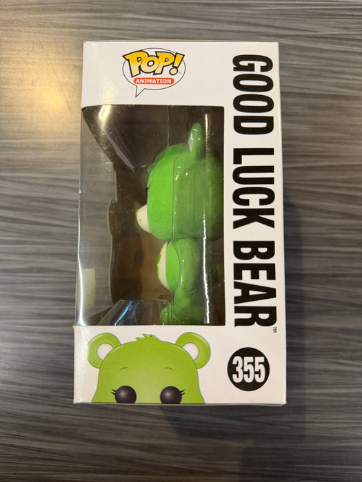 Funko POP! Animation: Care Bears - Good Luck Bear (Flocked Missing Sticker)(2018 ECCC)(Damaged Box) #355