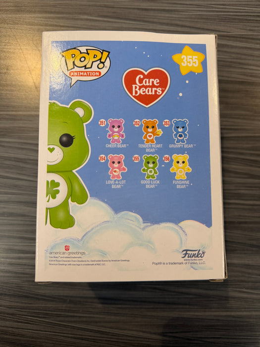 Funko POP! Animation: Care Bears - Good Luck Bear (Flocked Missing Sticker)(2018 ECCC)(Damaged Box) #355