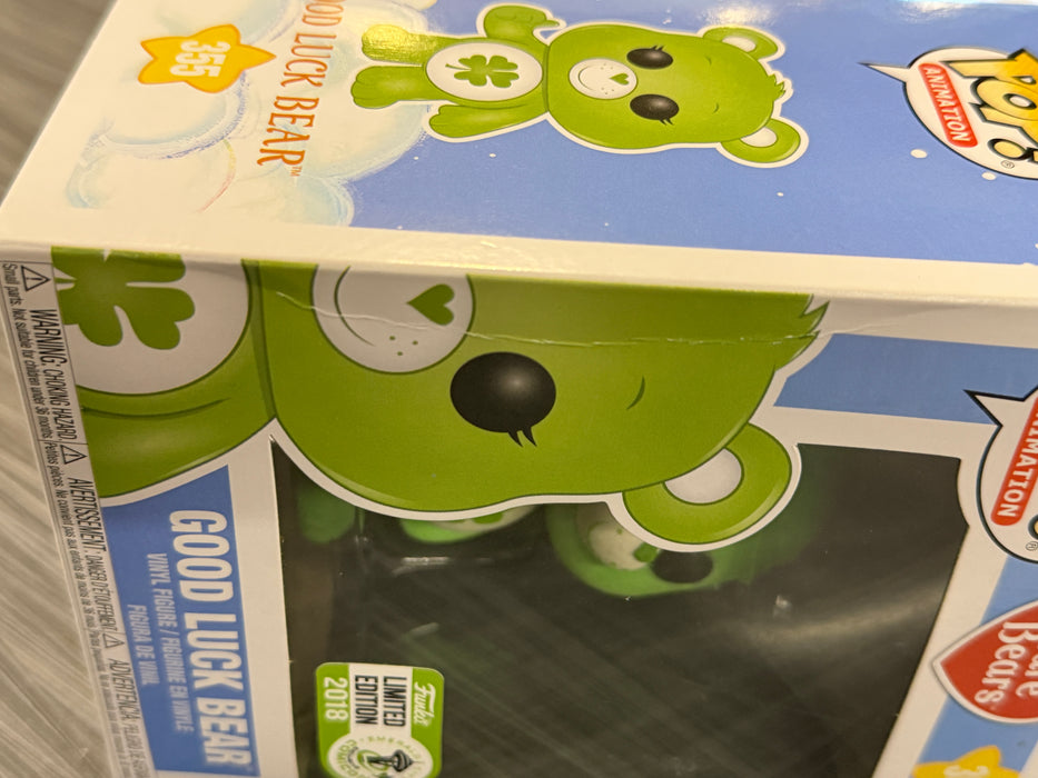 Funko POP! Animation: Care Bears - Good Luck Bear (Flocked Missing Sticker)(2018 ECCC)(Damaged Box) #355