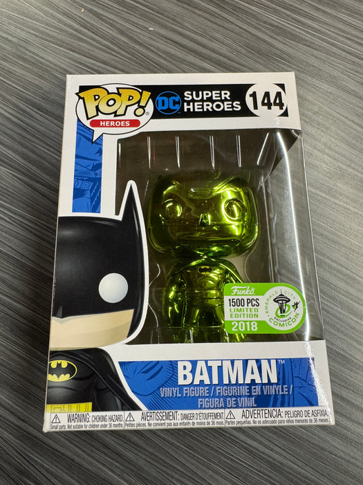 Funko POP! Heroes: DC Super Heroes - Batman [Green] Chrome (2018 ECCC /1500 PCS)(Damaged Box) #144