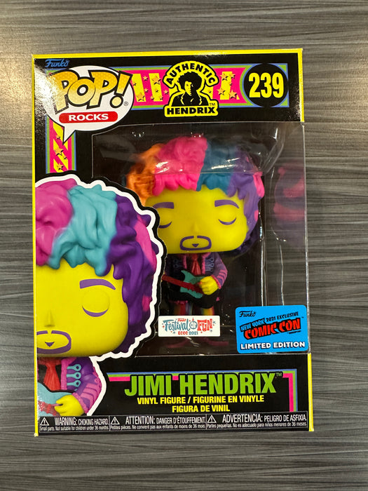 Funko POP! Rocks: Authentic Hendrix - Jimi Hendrix [Black Light](Festival of Fun)(2021 NYCC) #239