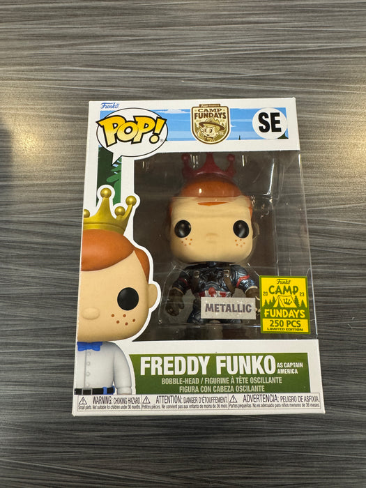 Funko POP! Camp Fundays: Freddy Funko As Captain America (Metallic)(2023 Camp Fundays)(250PCS)(Damaged Box) [B] #SE