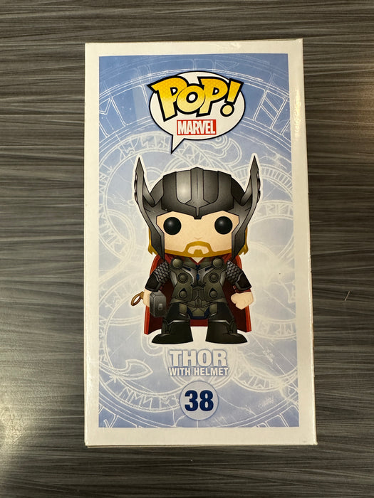 Funko POP! Marvel: Thor w/ Helmet [Missing Sticker] (Damaged Box) #38