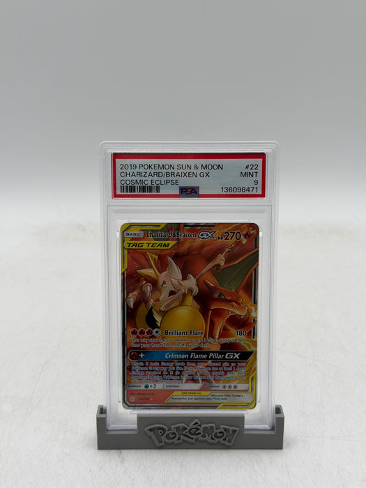 2019 POKEMON SUN & MOON Charizard & Braixen GX #22 Cosmic Eclipse [MINT PSA 9]