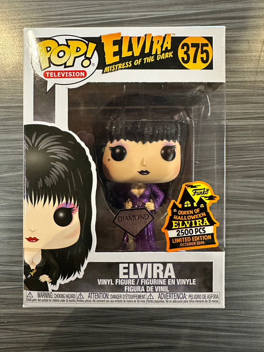 Funko POP! Television: Elvira Mistress of The Dark - Elvira (Diamond)( 2019 Queen of Halloween 2500 Pcs)(Damaged Box) #375