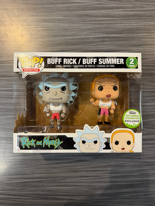 Funko POP! Animation: Rick And Morty - Buff Rick and Buff Summer 2 Pack (2017 Summer Convention)(Damaged Box)