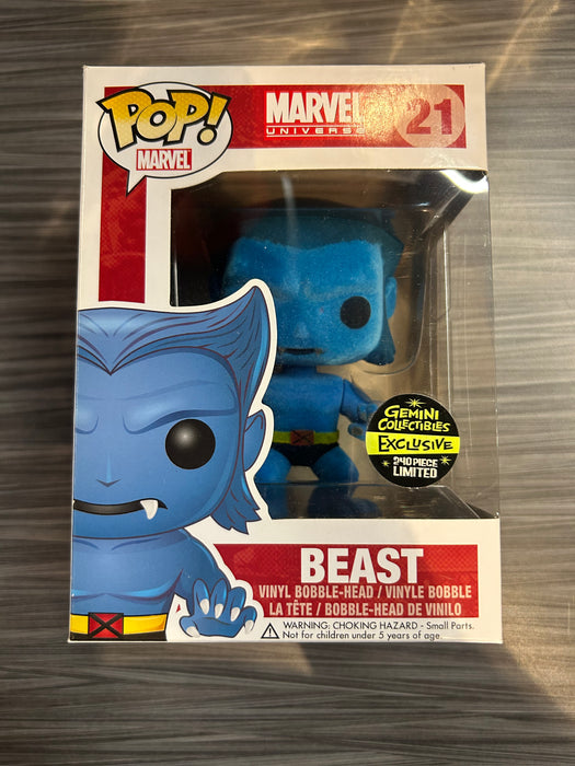 Funko POP! Marvel: Beast [Flocked] (Gemini)(240 PCS)(Damaged Box) #21