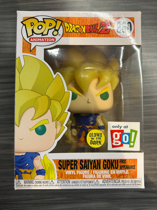 Funko POP! Animation: DragonBall Z - Super Saiyan Goku (First Appearance)(GiTD)(Go! Sticker)(Damaged Box*) #860
