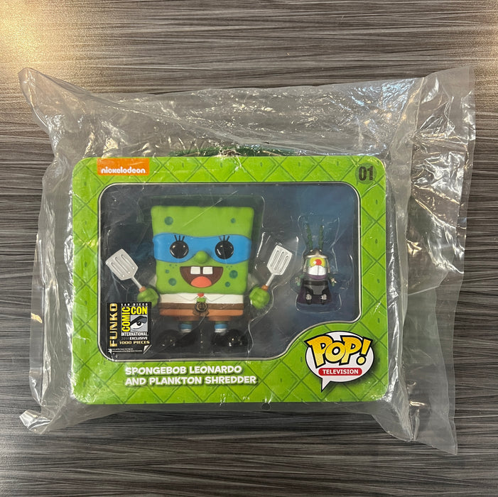Funko POP! Animation: Spongebob Squarepants - Spongebob Leonardo and Plankton Shredder (2014 SDCC/1000 PCS)