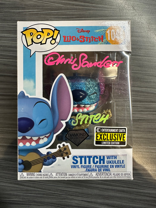 Funko POP! Disney: Lilo & Stitch - Stitch With Ukulele (Diamond)(Entertainment Earth)(Damaged Box)(Signed/Chris Sanders/SWAU) #1044