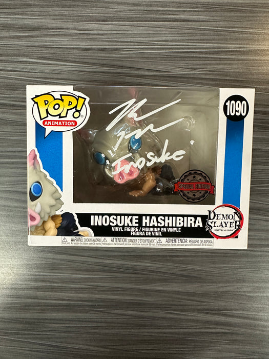 Funko POP! Animation: Inosuke Hashibira (Original Special Edition Sticker)(Signed/Bryce Papenbrook/JSA) #1090