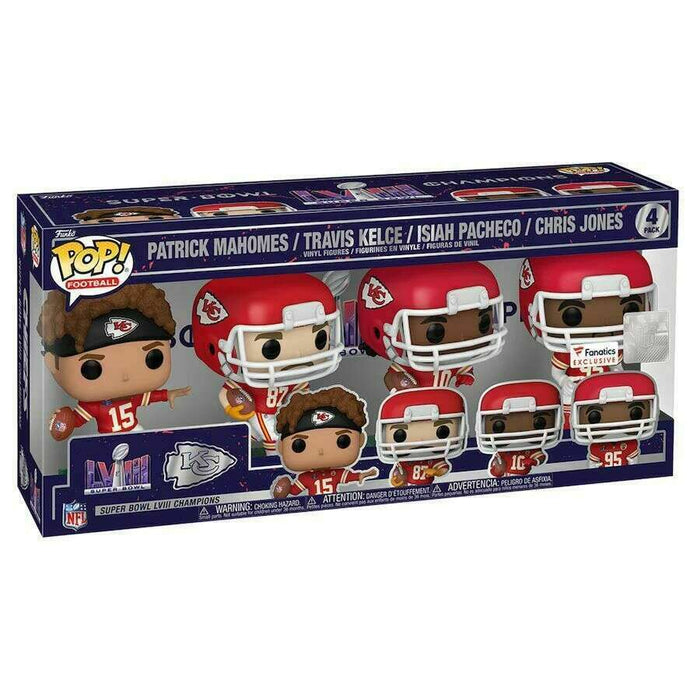 Funko POP! Football: Super Bowl LVIII - Patrick Mahomes II / Travis Kelce / Isiah Pacheco / Chris Jones [4-Pack]