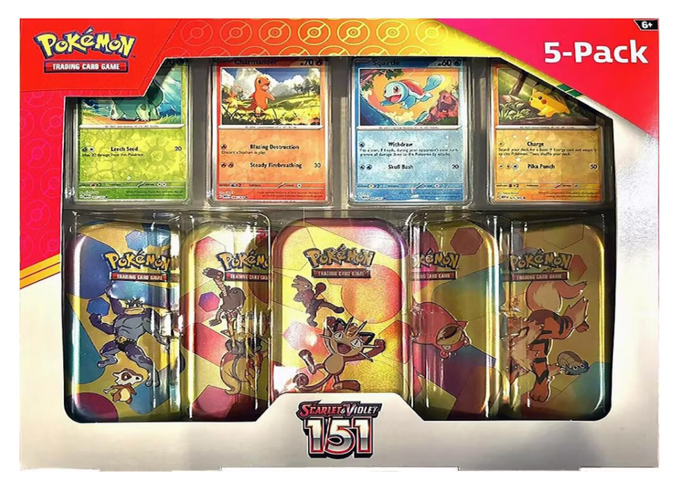 Pokémon Scarlet & Violet 151 Costco 5 Mini Tin Bundle (Tin Art Mary Vary)