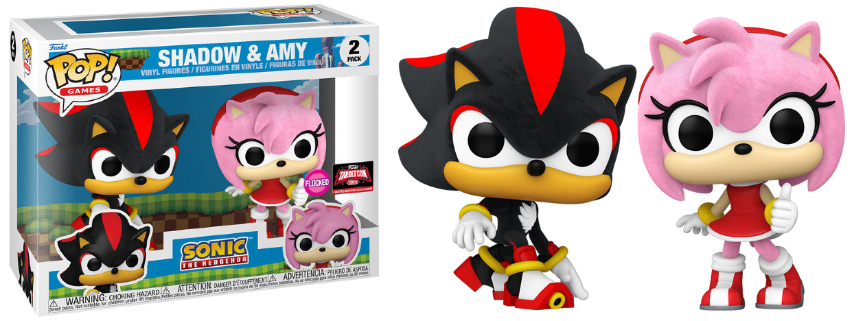 Funko POP! Games: Sonic the Hedgehog - Shadow & Amy (Flocked)(2024 TargetCon)[2-Pack]