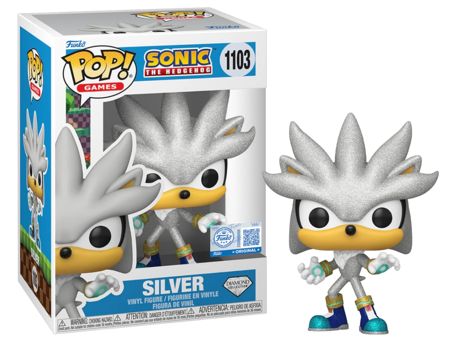 Funko POP! Games: Sonic The Hedgehog - Silver (Diamond)(Target/Funko Sticker) #1103
