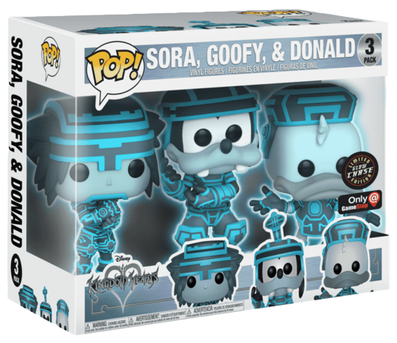 Funko POP! Disney Kingdom Hearts: Sora, Goofy, & Donald (GameStop)(GiTD)(CHASE)(Damaged Box) [3-Pack]