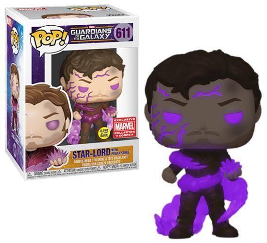 Funko POP! Marvel: Guardians Of The Galaxy - Star-Lord w/ Power Stone (GiTD)(Collector's Corps)(Damaged Box) #611