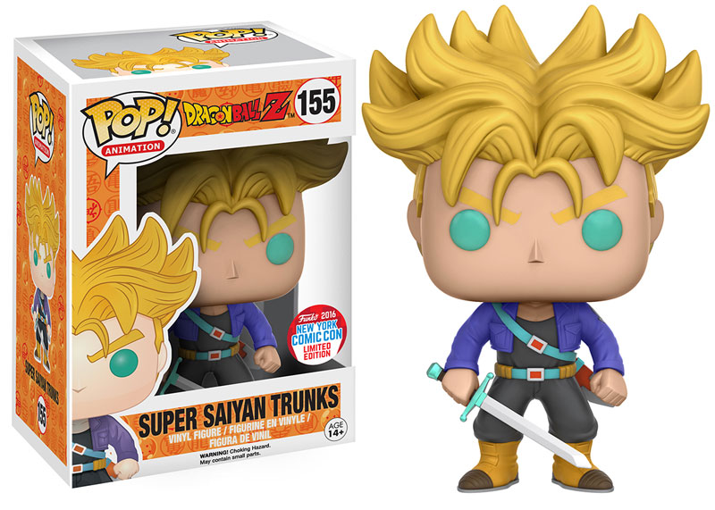 Funko POP! Animation: Dragon Ball Z - Super Saiyan Trunks (Upside Down 2016 NYCC Sticker)(Damaged Box) #155