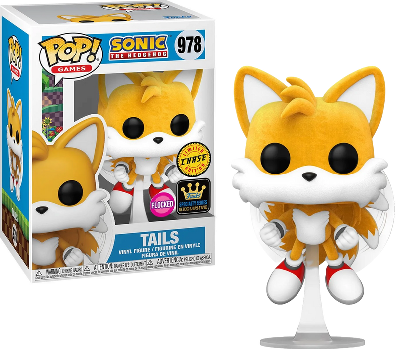 Funko POP! Games: Sonic The Hedgehog - Tails [Flocked] (Specialty Series)(CHASE)(Damaged Box) #978